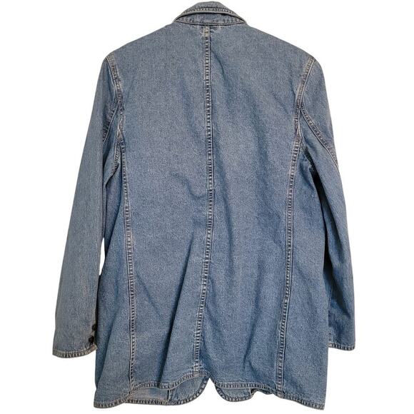 Lizwear Vintage Blazer 8 Blue Denim 100% Coton Long Sleeves Pockets 2-Button - Picture 3 of 7